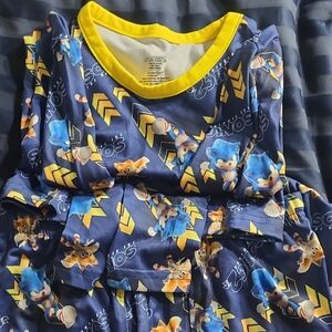Cuddl Duds Sonic 2 Blue and Yellow Pajama Set, Size Large